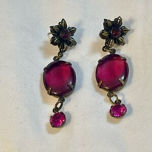 Elegant Pink Floral Drop Earrings